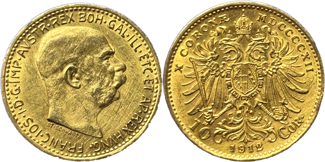 10 couronne Autriche Francois Joseph Ier selon disponibilité droit et revers