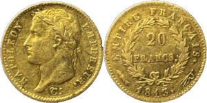 20 francs Napoléon Ier 1813 Utrecht TTB droit et revers
