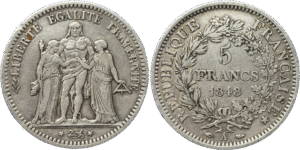 5 francs Hercule argent IIe République selon disponibilité droit et revers