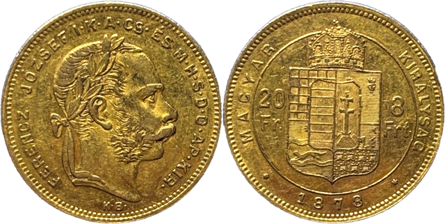 20 francs 8 forint Hongrie