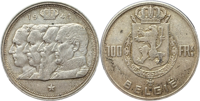 100 francs Belgique Prince Charles droit et revers