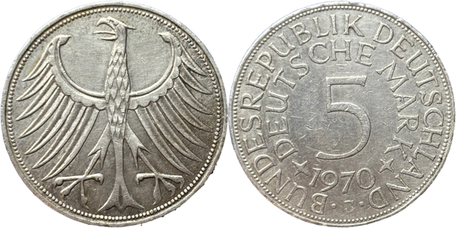 5 deutsche mark droit et revers