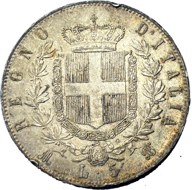 5 Lire Vittorio Emanuele II 1875 M SUP revers