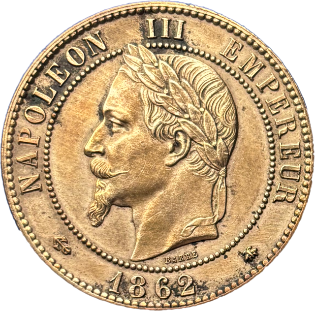 10 centimes Napoléon III 1862 A SUP droit