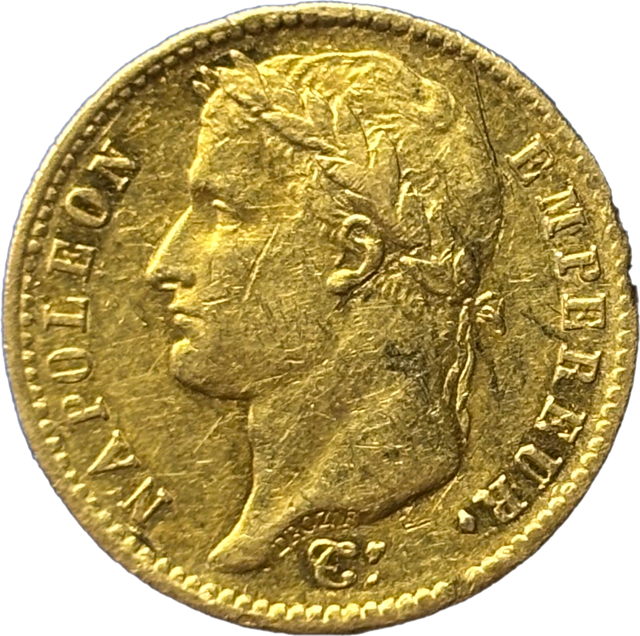 20 francs Napoléon Ier 1813 Utrecht TTB droit