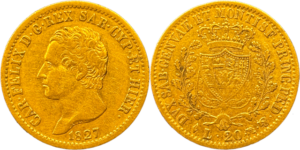 20 lire or Charles Felix Roi de Sardaigne selon disponibilités droit et revers