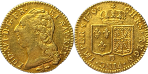 Louis XVI louis d’or aux écus accolés 1790 D TTB+ droit et revers