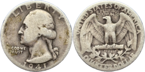 Quarter dollar Washington 900‰ selon disponibilité droit et revers