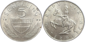 5 shilling Autriche 640 ‰ droit et revers