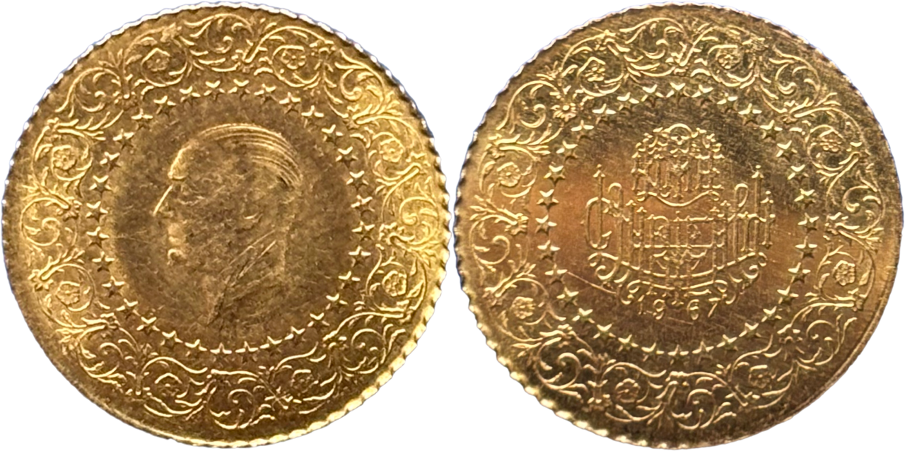 25 kuruş SPL Atatürk 1967 droit et revers