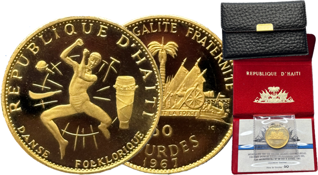 50 Gourdes Haïti 1967 or 900% SPL présentation