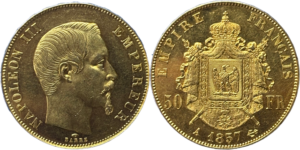 50 francs Napoléon III 1857 A SPL droit et revers