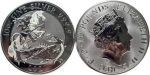 10 Pounds argent 10 onces 999‰ Royaume-Uni 2018 droit et revers