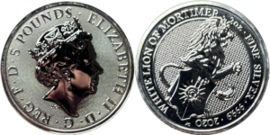 5 Pounds Elisabeth II argent 999 ‰ 2 onces 2020 white lion Queen’s Beasts droit et revers