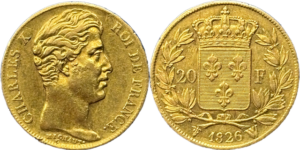 20 francs Charles X 1826 W TTB+ R2 droit et revers
