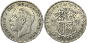 Half Crown Geroges V 500 ‰ argent selon disponibilité droit et revers