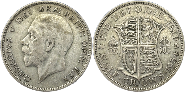 Half Crown Geroges V 500 ‰ argent selon disponibilité droit et revers