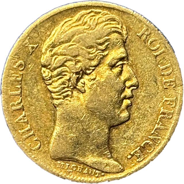 20 francs Charles X 1827 W TTB+ R2 droit