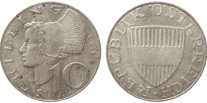 10 schilling argent Autriche droit et revers