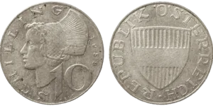 10 schilling argent Autriche droit et revers