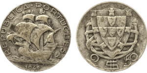 2,50 Escudos Argent Portugal « Caravela » 1932-1951, droit et revers