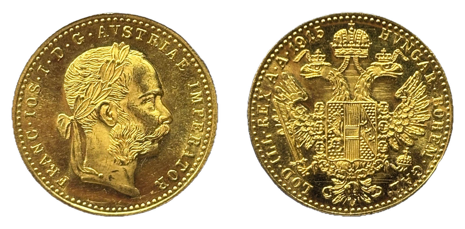 1 Ducat Or 986‰ Autriche Franz Joseph I 1915 Refrappe - droit et revers