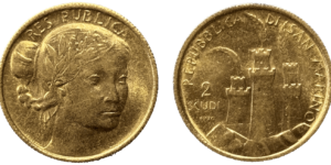 2 Scudi Or 917‰ Saint-Marin 1976 "The Republic" SPL - droit et revers