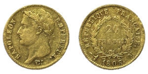 20 Francs Or Napoléon Ier Tête Nue 1808 M Toulouse - droit et revers
