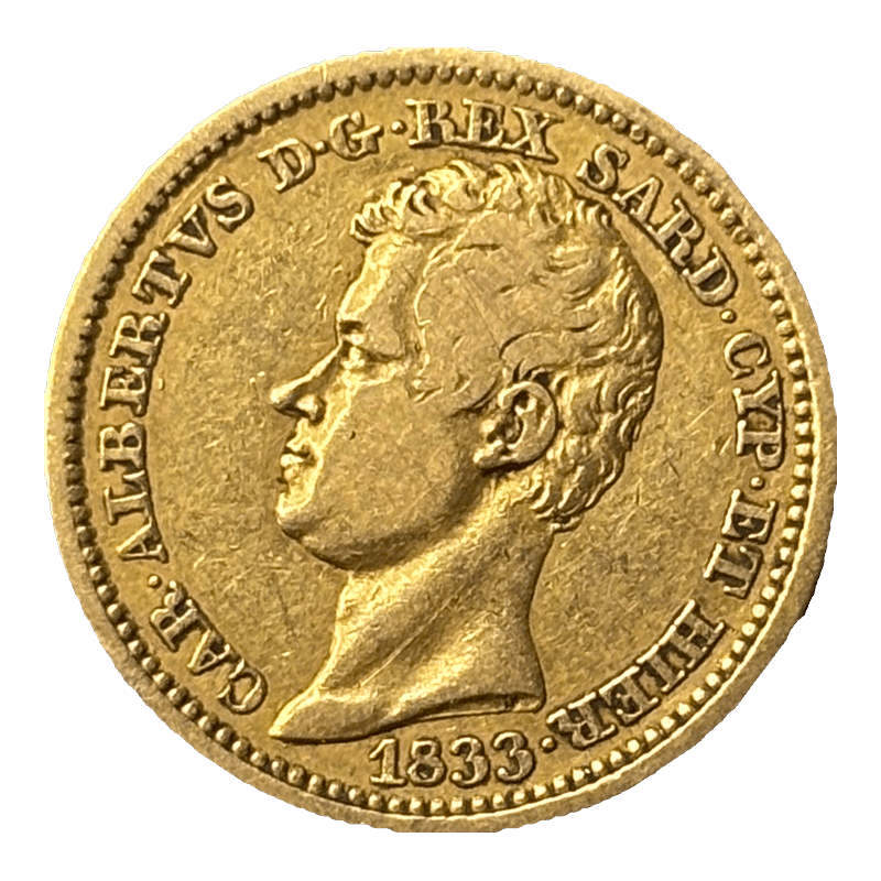 10 Lire Or Carlo Alberto 1833 Genova TTB Rare - droit
