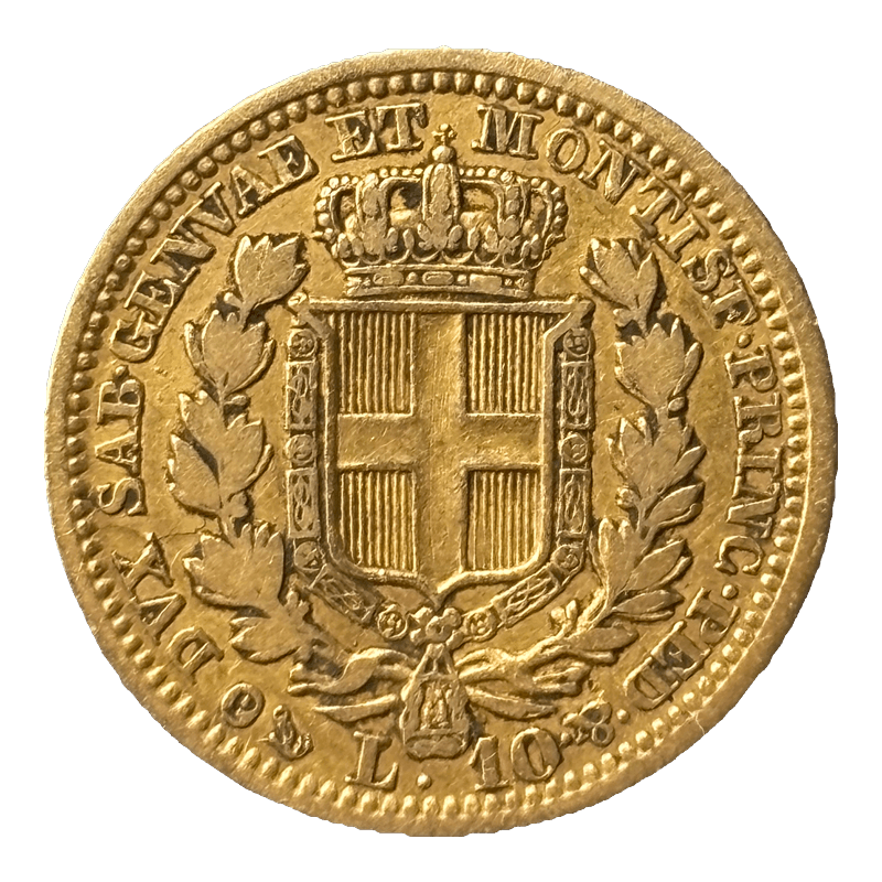 10 Lire Or Carlo Alberto 1833 Genova TTB Rare - revers