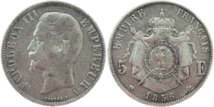 5 francs Napoléon III 1856 A tête nue droit et revers