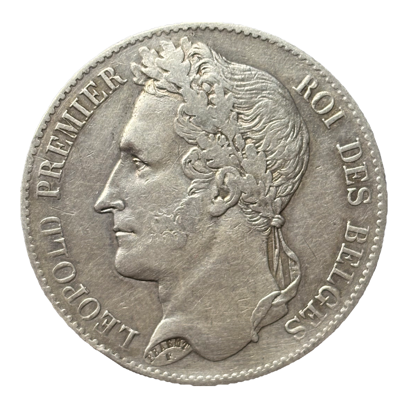 5 francs Belgique Léopold Ier tête laurée argent - avers
