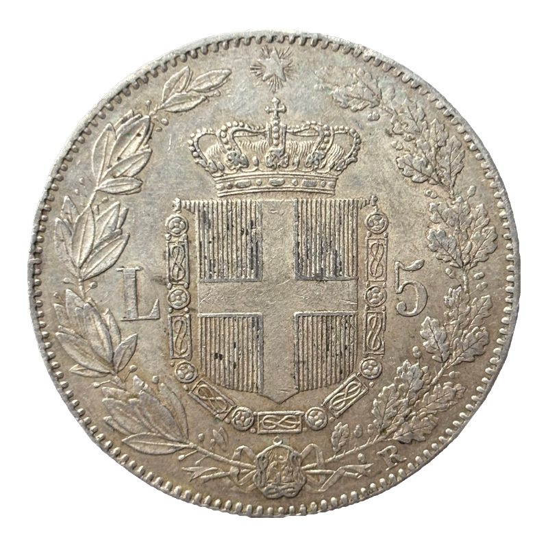 5 Lire Umberto I Roi d'Italie 1879 Roma Argent TTB - revers