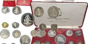 Coffret Bahamas Franklin Mint 1974 Proof Set avec livret et 9 pièces dont 4 en argent