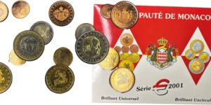 Coffret BU Monaco 2001 série euro 8 pièces 1c à 2€ livret Principauté de Monaco Rainier III