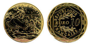 Pièce 10 euros argent Astérix Monnaie de Paris 2015 — droit et revers — série Valeurs de la République