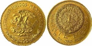 20 pesos or mexique calendrier
