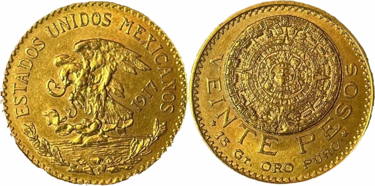 20 pesos or mexique calendrier