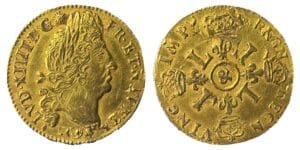 Louis d'or aux 4 L 1694 Aix - Louis XIV - droit et revers