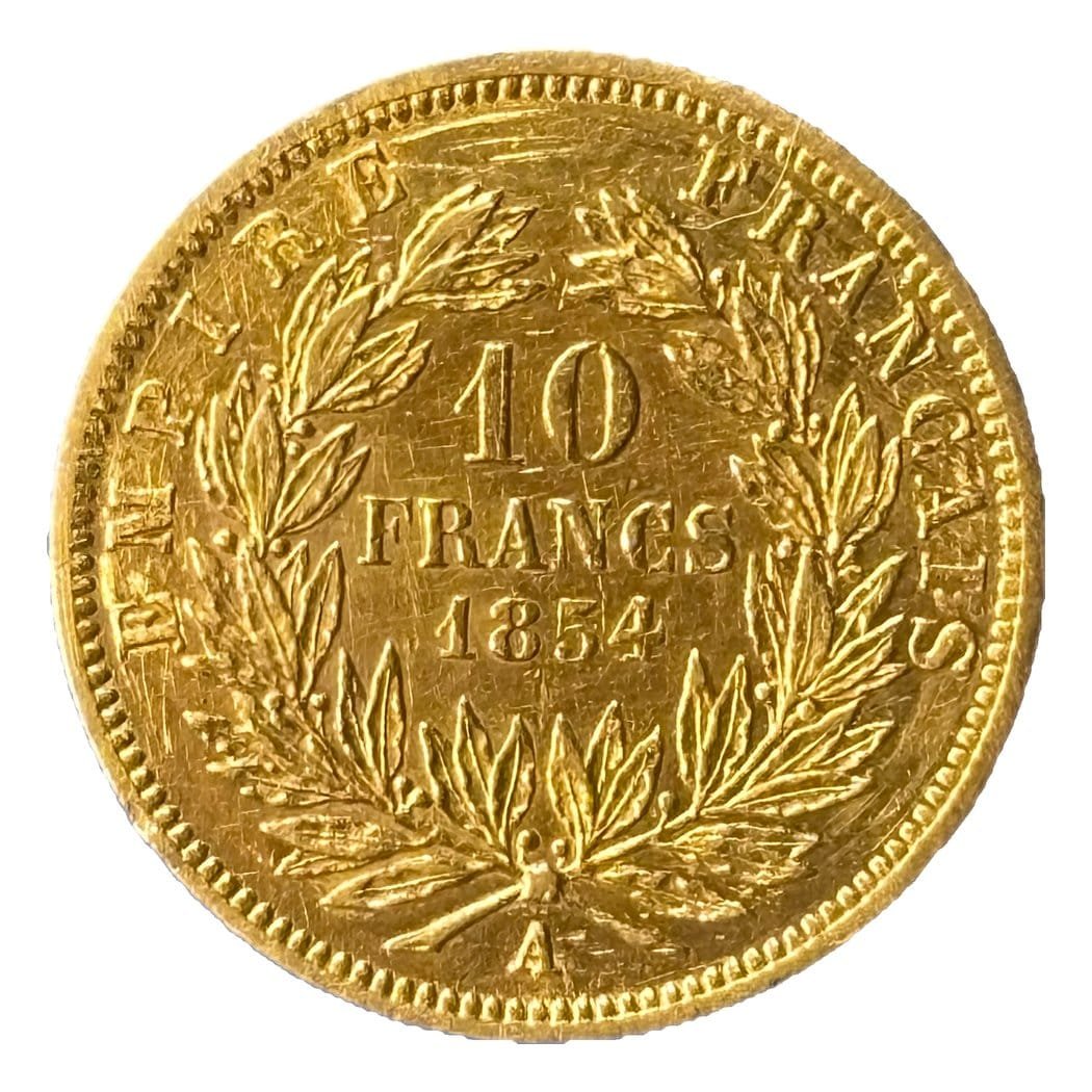10 francs or Napoléon III 1854 A petit module - revers