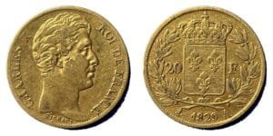 20 francs or Charles X 1829 A TTB - 4 feuilles ½ - droit et revers
