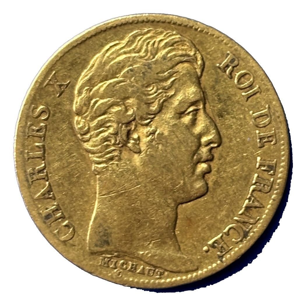 20 francs or Charles X 1829 A TTB - 4 feuilles ½ - droit