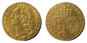 Louis d'or au bandeau Louis XV 1743 D Lyon SUP-TTB R2 - droit et revers
