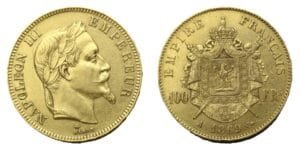 100 francs or Napoléon III tête laurée selon disponibilités - droit et revers