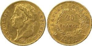20 francs or Napoléon Ier tête laurée 1815 A Paris Cent-Jours SUP, droit et revers