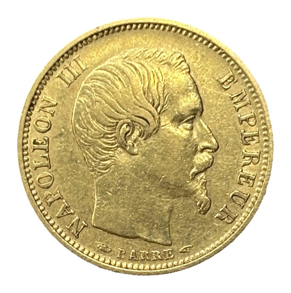 10 francs or Napoléon III tête nue 1854 A petit module tranche lisse TTB - droit