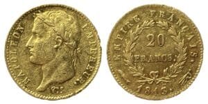 20 francs or Napoléon Ier tête laurée 1813 Utrecht TTB+, droit et revers