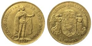 10 couronnes (10 korona) or Hongrie François-Joseph, avers et revers