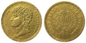 40 lire or Joachim Murat 1813 Naples, avers et revers