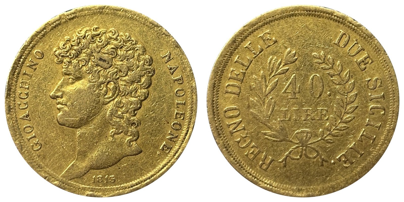 40 lire or Joachim Murat 1813 Naples, avers et revers